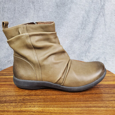 Abeo Boots Women s 6 Brown Leather Side Zip Up Slouch Exeter Ankle Booties eBay