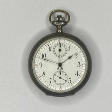 VINTAGE PARIS POCKET WATCH CHRONOGRAPH 52.5MM MANUAL WIND MOVEMENT SILVER CASE