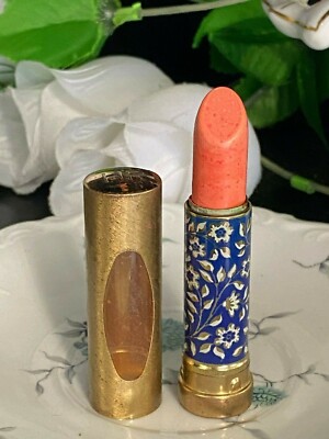VINTAGE HELENA RUBINSTEIN LE LIPSTICK FLORAL GOLD METAL TUBE NEW ROMANTIC RED   