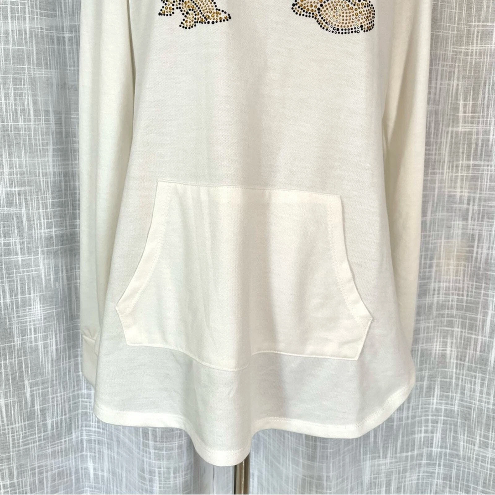 OFF WHITE Felpa con cappuccio Parchi Disney strass Topolino Minnie S maglione panna