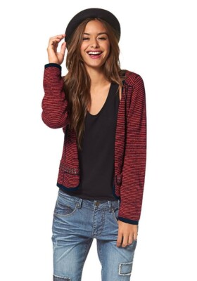 AJC Damen Strickjacke Glitzergarn Rot 32/34 K7008