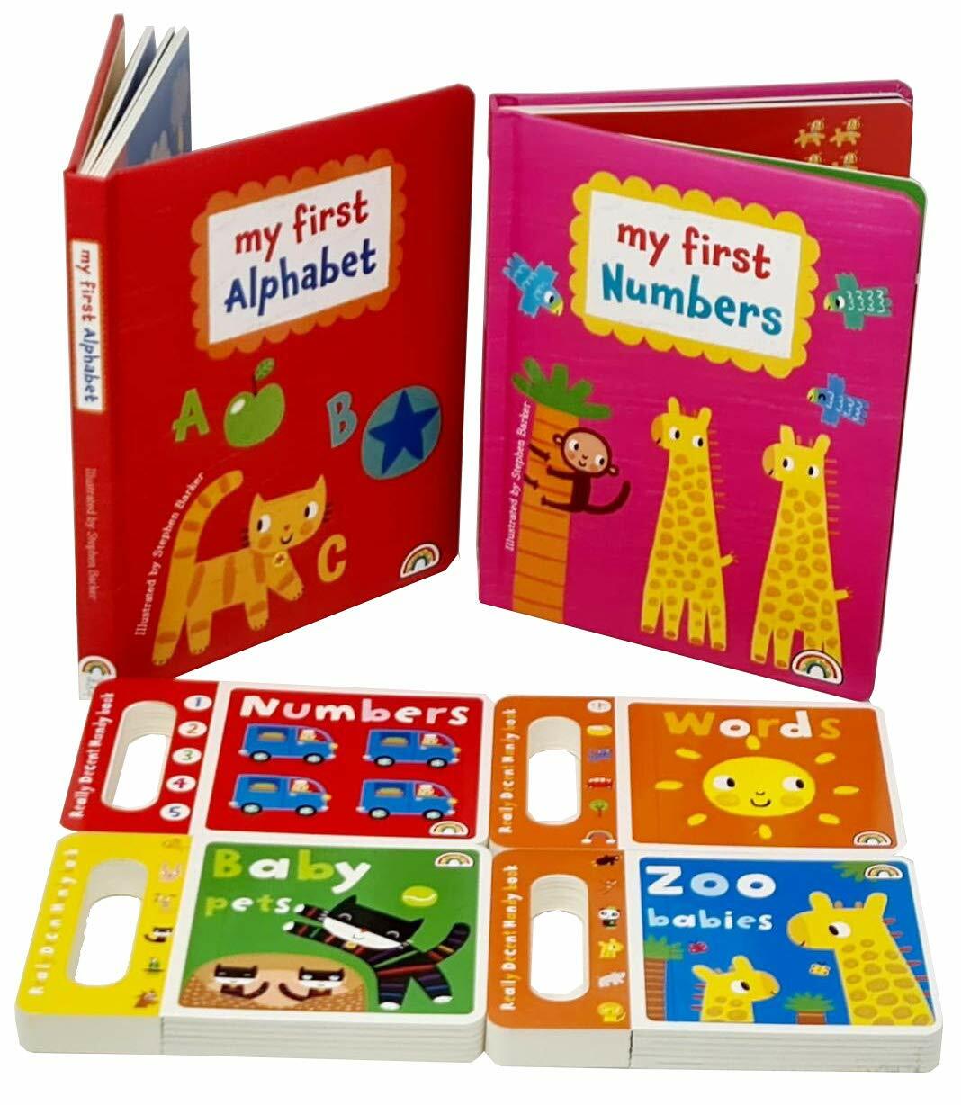 Stephen Barker 6 Board Books Collection Set My First Alphabet,Numbers,Words NEW