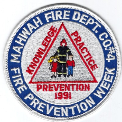 NEW JERSEY - Mahwah Fire Prevention Week Specialty Patch (1991) - **Vintage**