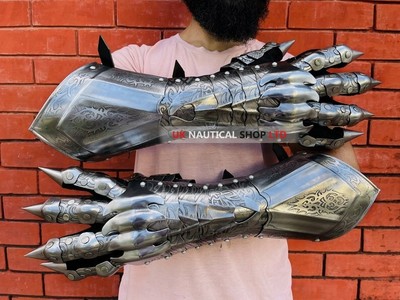 Medieval Nazgul Gloves Set Steel Armor Knight Gloves Set Costume Gauntlets Item