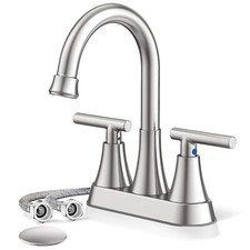 Bathroom Sink Faucet 3 hole Shower Room Brushed Nickel 2 handle Basin Mixer Taps