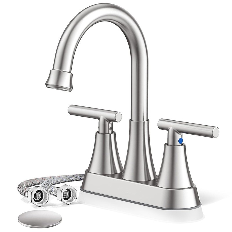 Bathroom Sink Faucet 3 hole Shower Room Brushed Nickel 2 handle Basin Mixer Taps