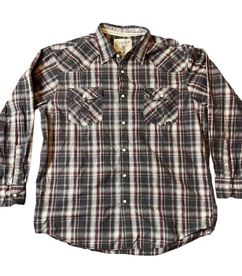 Coastal Shirt Mens XXL Button-Up Long Sleeve Pearl Snap Button Plaid Casual