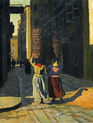 Oil Femmes-portant-des-corbeilles-a-Marseille-Felix-Vallotton Women-carrying-bas
