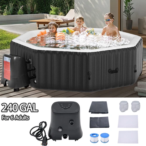 NAIZEA 6 Person Octagon Inflatable Hot Tub 130Air Jet Large Hot Tub 77"x77"x25"