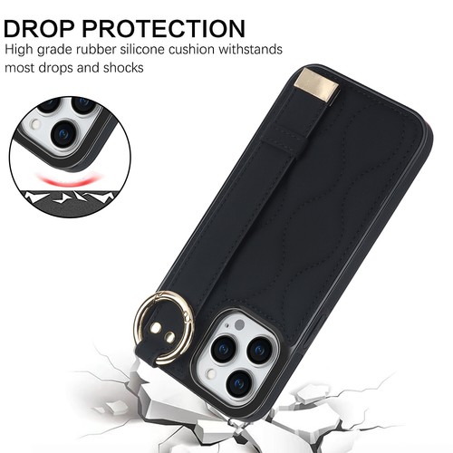 PU Leder Armband Ständer Finger Ring Handy Hülle für iPhone 16 Pro Max/16+/16 - Bild 12 von 73