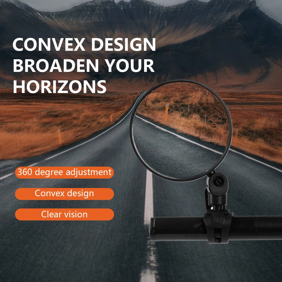 2 x MTB Mountain Bike Handle Bar 360 Rotatable Convex Bicycle Rear-view Mirror - Image 2 of 4