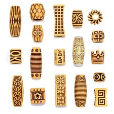 18PCS Hair Tube Beads Wooden Color Hair Beads Beard Beads Dreadlocks Beads