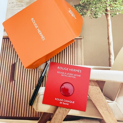 Hermes Rouge Satin Lipstick #64 Sample With Lip Brush | eBay