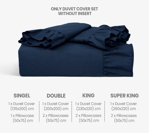 Luxury Ruffled Frill Duvet Quilt Cover Bedding Set Single Double King Size - Picture 37 of 46