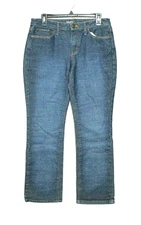 APT. 9 JEANS SIZE 10 MEDIUM BLUE BOOT CUT LOW RISE FLAP OVER BACK 5 POCKET