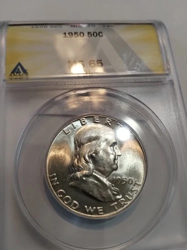 1950-P FRANKLIN SILVER HALF DOLLAR  ANACS  MS64  FBL