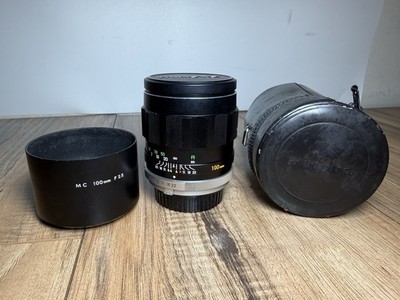 Minolta MC Tele Rokkor PF 100mm f/2.5 Telephoto MF Lens Hood Caps JAPAN NICE !