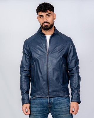 HERREN LEDERJACKE BLAU (Echtlederjacke 100% Made in Italy.)