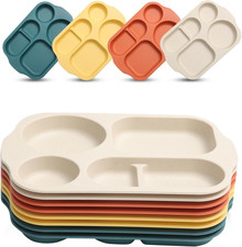 12 Inch 8PCS Unbreakable Divided Plates for Kids Adults, Wheat Straw Dividers