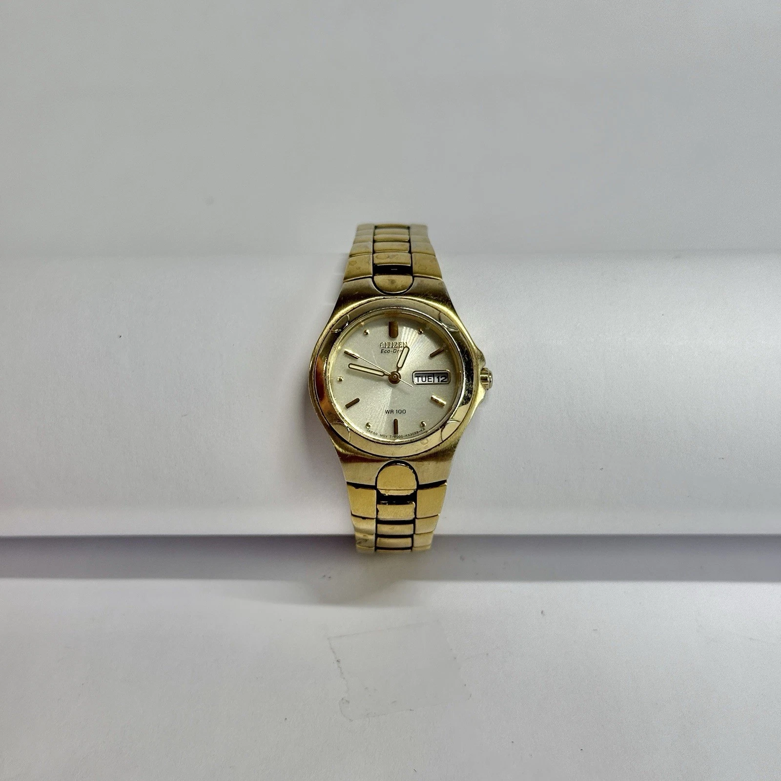 CITIZEN E001-K17586 Analog Eco Drive Gold Tone Women Vintage Watch W629 *WORKING