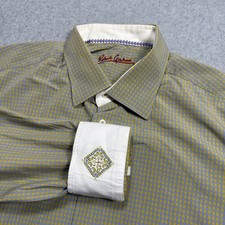 Robert Graham Shirt Mens Extra Large Gingham Contrast Cuff Medallion Poplin