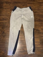 Adidas Men's Gray Jogger Pants Gray Fleece Drawstring Pockets Tapered Large
