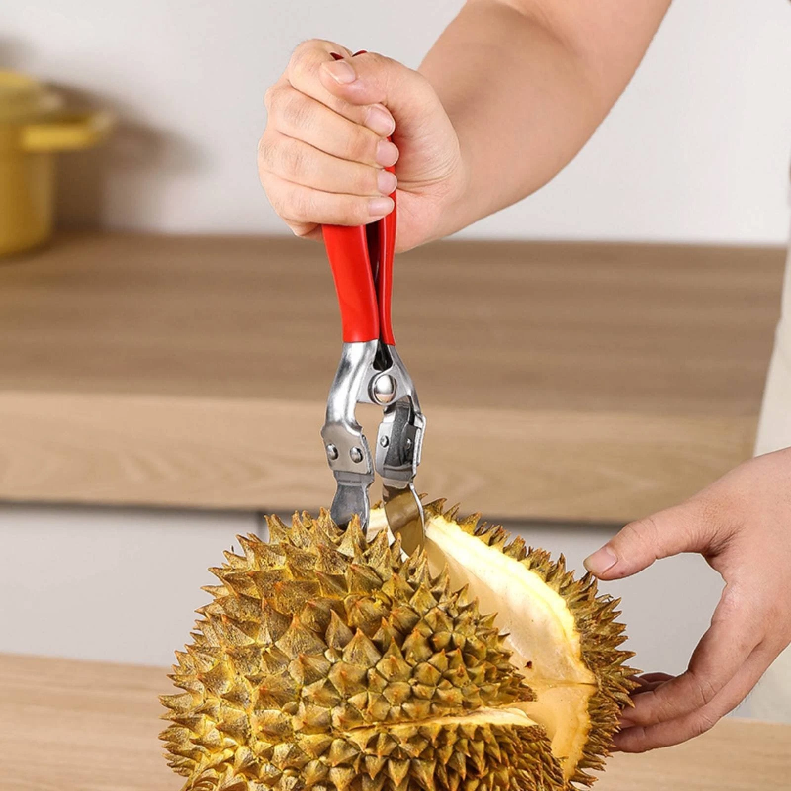 Durian Opening Tool Stainless Steel Fruit Opener Clamp Easy to Split for