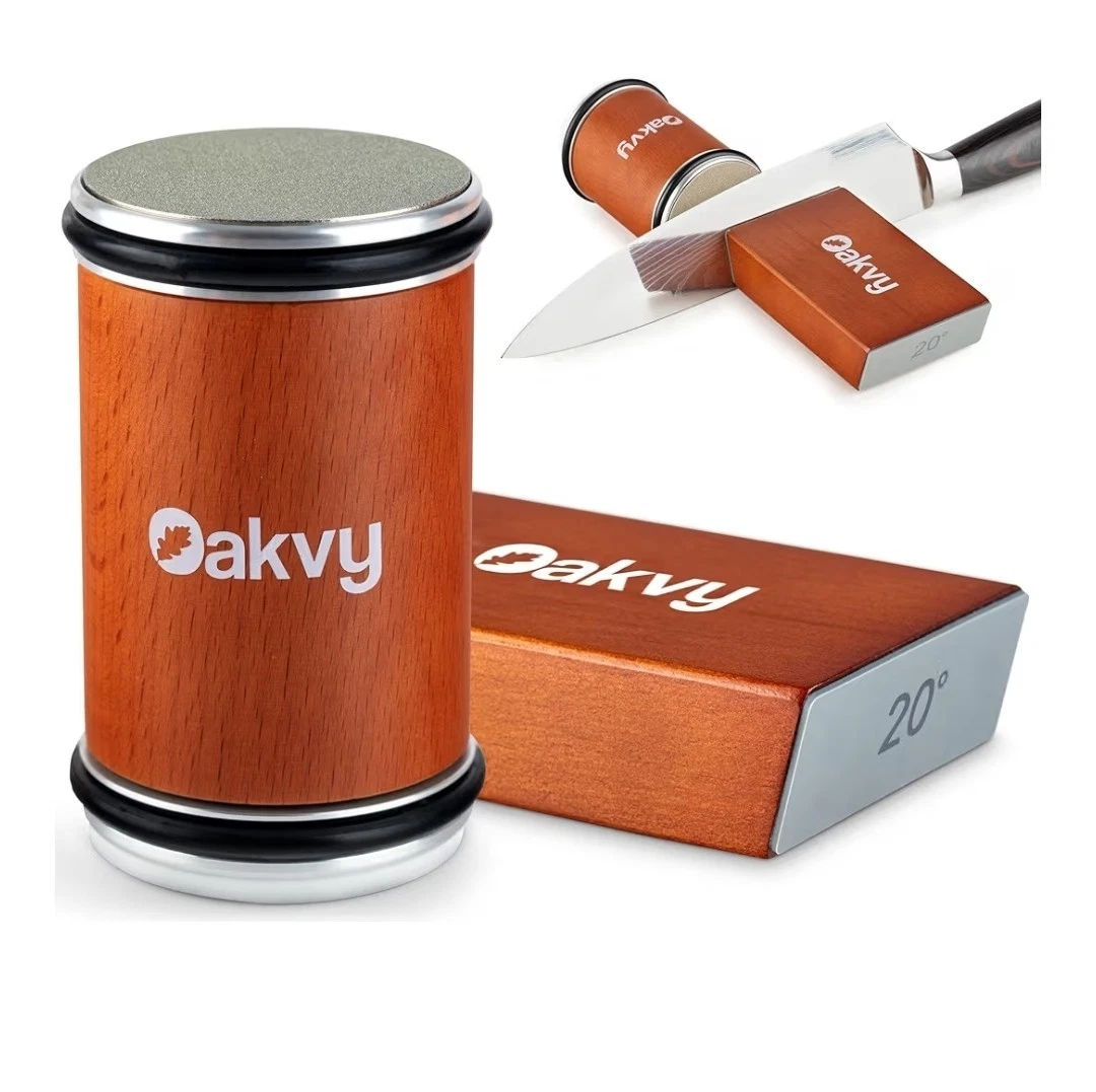 Oakvy Magnetic Manual 20° Fixed-Angle Knife Sharpener w/ Diamond & Ceramic