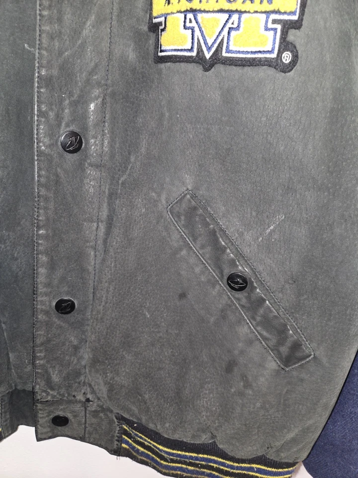 Vintage LogoAthletic Michigan  Leather/Wool Letterman Varsity Bomber Jacket L - Image 3 of 4