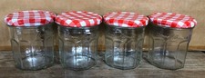 4 Glass Jars with metal lids for Craft Supply Storage 13 oz