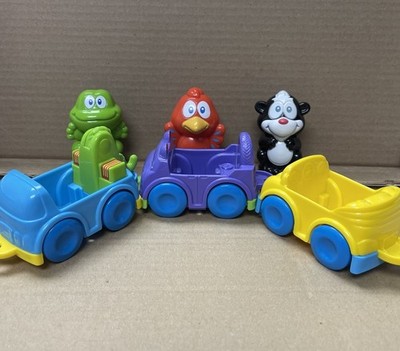 VTECH Pull & Learn Car Carrier Vehicles Set Of 3 With Animals -Frog, Bird, Skunk