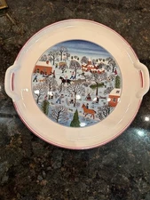 Villeroy & Boch Naif Christmas Round 12" Serving Platter Christmas Town Scene