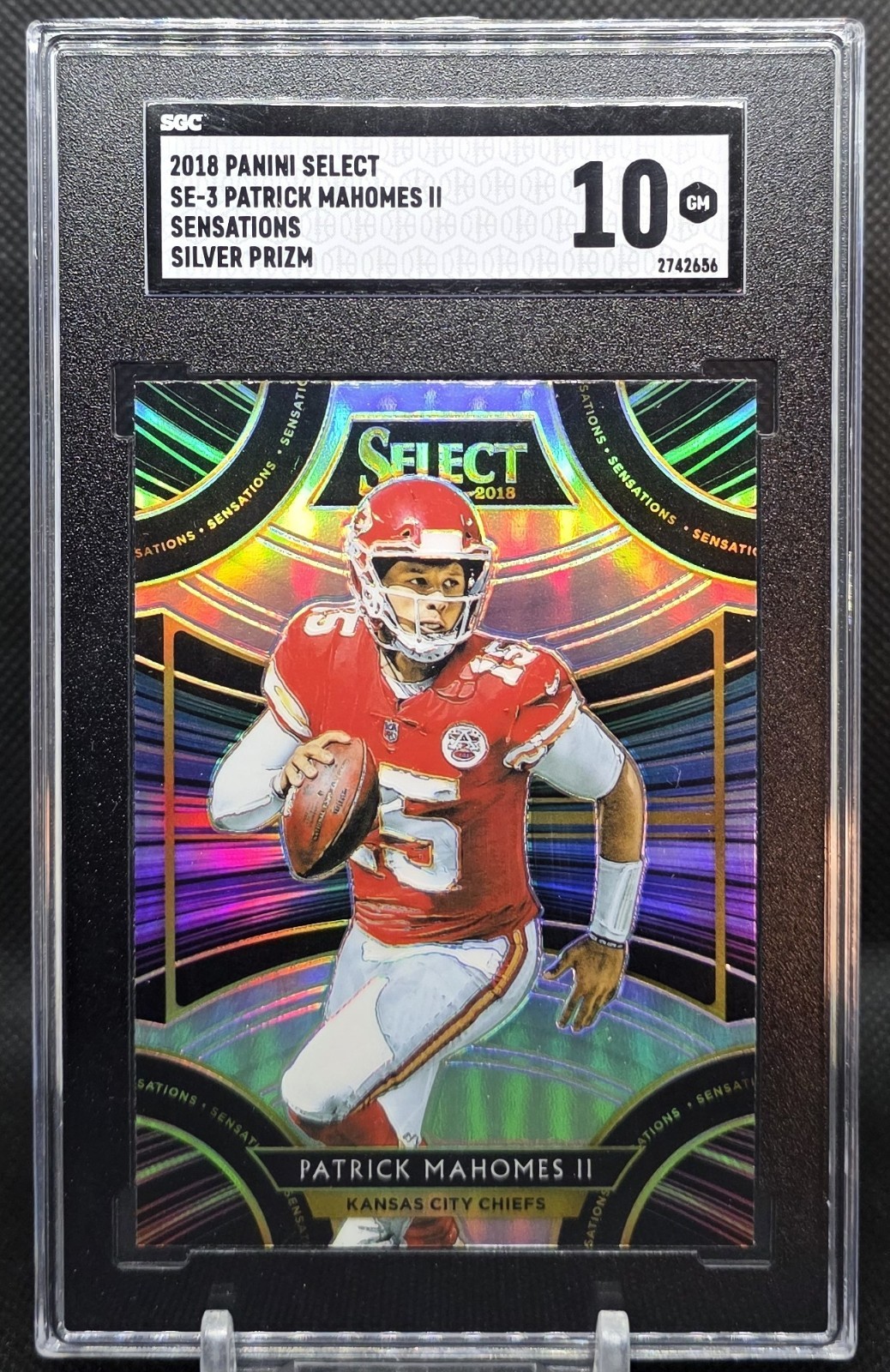 2018 Select Sensations Silver Prizm PATRICK MAHOMES #SE3 KC Chiefs SGC 10