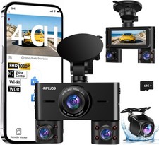 360  Dash Cam Front and Rear Inside, 4 Channel Dash Camera for Cars FHD 1080Px4,