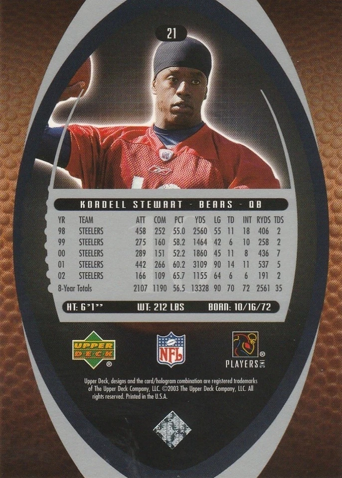 2003 Upper Deck Standing O #21 Kordell Stewart - Image 2 of 3
