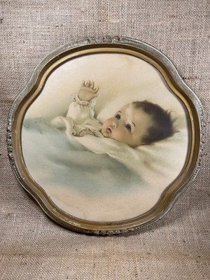 Vintage Bessie Peage Gutmann Antique Framed Print Awakening Baby Picture Framed