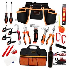 25 Pieces Kids Real Tool Kit Children Real Tool Set with Real Hand Tools, Kids
