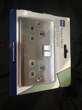 BG Nexus Metal Double Switched 13A Power Socket - Brushed Steel