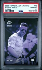 2025 TOPPS BLACK & WHITE PURPLE #72 AARON JUDGE 9/25 PSA 10