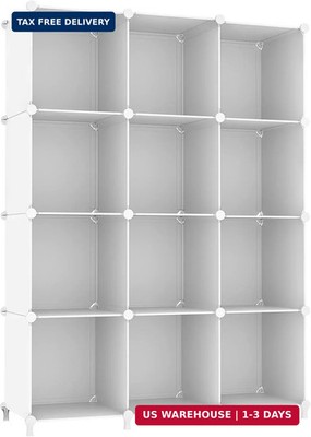 AWTATOS Cube Storage Organizer Storage 12 Cube Bookshelf DIY Plastic Closet Clot
