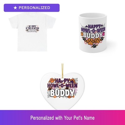 Custom Pet Halloween Gift Set Shirt Mug Ornament Personalized Name Bundle