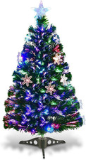 3FT Pre-Lit Fiber Optic Artificial Christmas Tree, with Multicolor Led Lights an