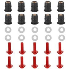 10 Pack Alu Red M5x16 Windshield Screen Screw Bolts Kit Motorcycle Motorbike