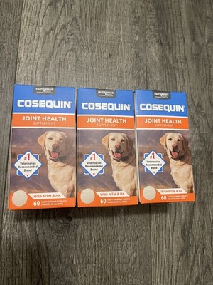 (3) NUTRAMAX COSEQUIN Maximum Strength Plus MSM & HA for Dogs NEW Sealed 60 each