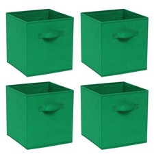 Pack of 4 Foldable Fabric Storage Organisers Cubes Boxes Wardrobe Home Organiser