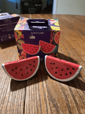 SunnyLife Watermelon Salt Pepper Shaker Set Ceramic Kitchen Summer Seasoning New