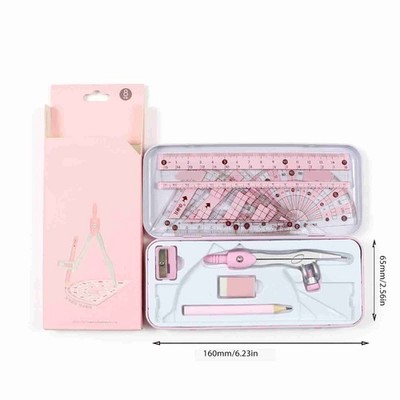 8-Pieces Math Geometry Kit Student Supplies Includes Rulers Protractor IMNZ