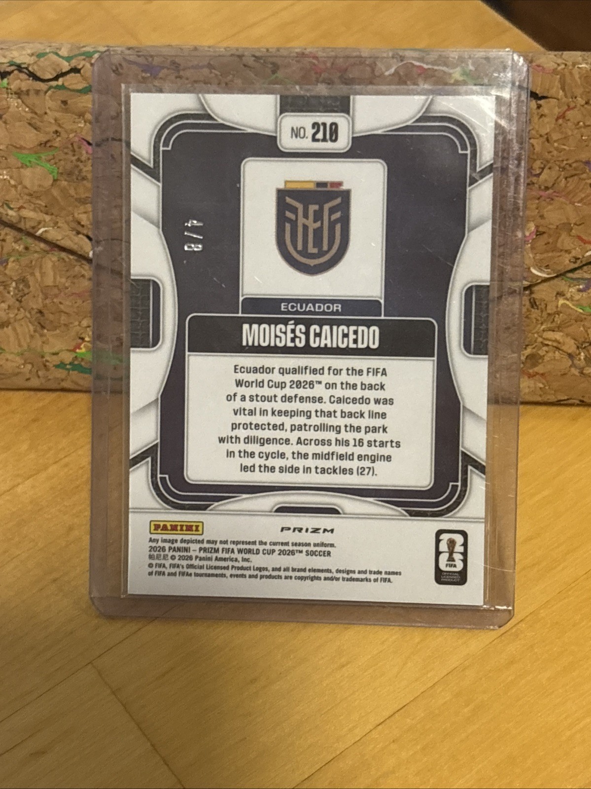 2026 Panini Prizm FIFA World Cup #210 Moises Caicedo, Black And Gold 4/8 SSP view 6