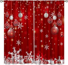 Merry Christmas Curtains, Xmas Glitter 21W x 45L Pack of 2 , Xmas-2