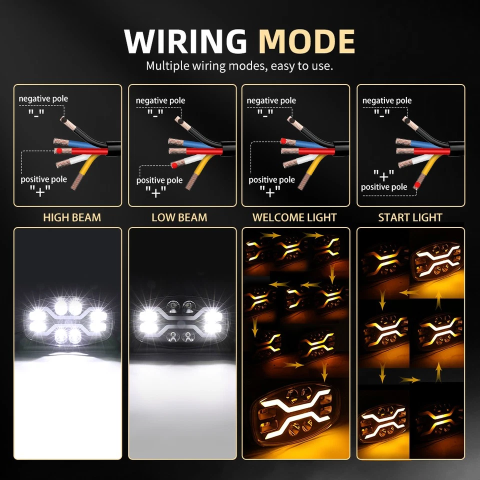 4PCS 10" FULL LED SPOT LIGHT WHITE AMBER DRL 12V 24V Jumbo Oval TRUCK VAN - Image 4 of 4